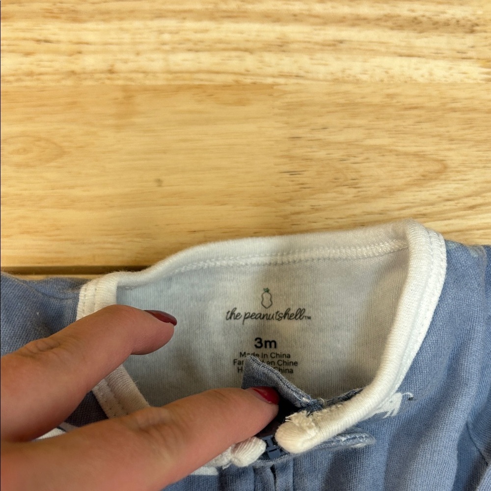 The Peanutshell Navy and Light Blue Baby One-Piece Zip Footed Pajamas - Set of 2 - Picture 4 of 5